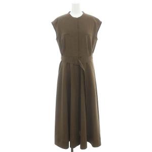 23SS Crisp Poly Utl Shirt DR ワンピース ロング ノースリーブ ベルト付き 2 茶 ブラウン