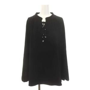 パール スキッパーブラウス プルオーバー 長袖 ボウタイ 36 黒 ブラック /ES OS