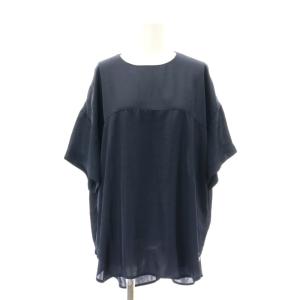 23AW CREW NECK BLOUSE ブラウス 半袖 チュニック丈 オーバーサイズ 1 S 紺 ネイビー