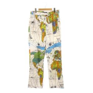 × ドクター・ウー DR.WOO パジャマパンツ イージーパンツ 総柄 XL シルク混 白 ホワイト マルチカラー