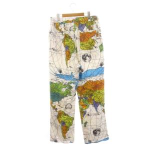 SAINTMICHAEL × ドクター・ウー DR.WOO パジャマパンツ イージーパンツ 総柄 XL シルク混 白 ホワイト マルチカラー