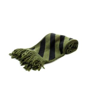 Off-White マフラー ロゴデザイン フリンジ カーキ 黒 ブラック
