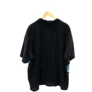 HUF MANHATTAN TOP オープンカラー シャツ 半袖 総柄 XL 黒 ブラック マルチカラー /MI