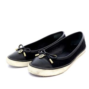 シューズ スリッポン スニーカー キルティング リボンモチーフ 5.5M 22.5cm 黒 ブラック