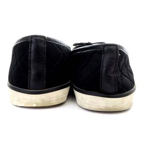 TORY BURCH シューズ スリッポン スニーカー キルティング リボンモチーフ 5.5M 22.5cm 黒 ブラック