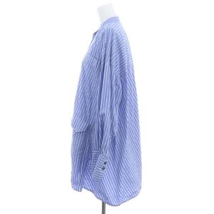nagonstans 23SS ストライプフレアシャツ M ライトブルー ホワイト