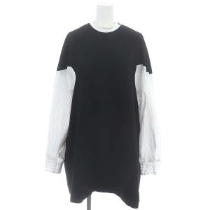 22AW COMBI PULLOVER プルオーバー カットソー チュニック 長袖 ストライプ 38 黒 ブラック 白 ホワイト