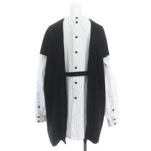 ENFOLD 22AW COMBI PULLOVER プルオーバー カットソー チュニック 長袖 ストライプ 38 黒 ブラック 白 ホワイト