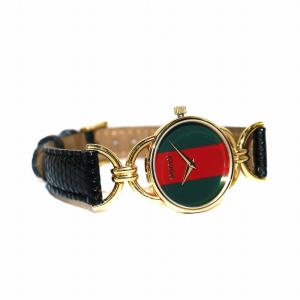 GUCCI シェリーラインダイヤル 腕時計 クォーツ アナログ 2針 ゴールド色 緑 グリーン 赤 レッド