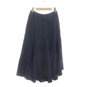 MADISONBLUE PANEL FLARE SKIRT LINEN TWILL スカート ロング フレア リネン 1 紺 ネイビー
