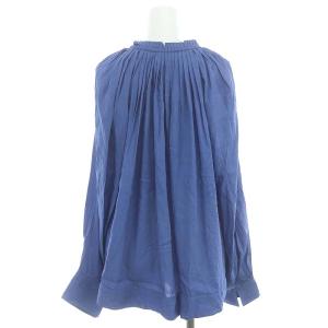 TOMORROWLAND .B 22SS レーヨンシルシャンタン タックプリーツブラウス 長袖 プルオーバー F 青 ブルー