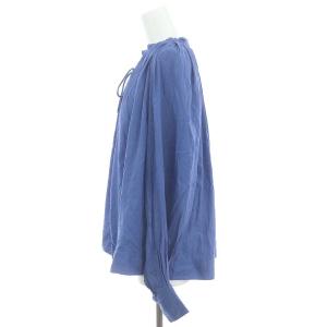 TOMORROWLAND .B 22SS レーヨンシルシャンタン タックプリーツブラウス 長袖 プルオーバー F 青 ブルー