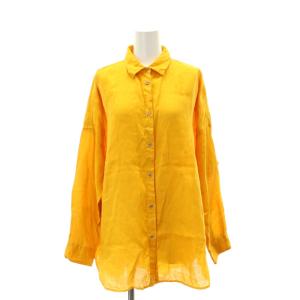 24SS 80リネンカジュアルビッグシャツ 長袖 オレンジ
