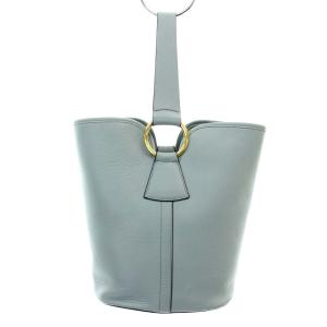 リングデザインバケットバッグ ハンドバッグ レザー ライトブルー /DO OS