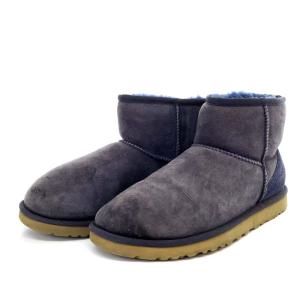 UGG australia クラシックミニ CLASSIC MINI ムートンブーツ ショートブーツ スエード ボア US8 25cm 紺 ネイビー 5854