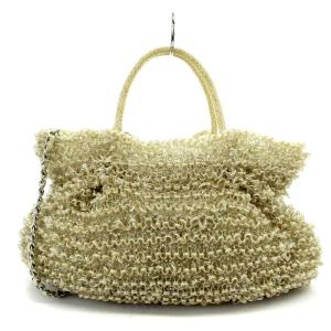 ANTEPRIMA ワイヤーバッグ 2WAY ハンド ショルダー チャーム付き ベージュ