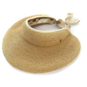 ラフィア サンバイザー 帽子 麦わら F ベージュ