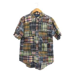 CLASSIC FIT マドラスチェック 半袖シャツ ボタンダウン コットン XL 緑 グリーン