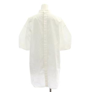 ENFOLD スタンドカラーブラウス 五分袖 バックボタン プルオーバー タック 38 白 ホワイト