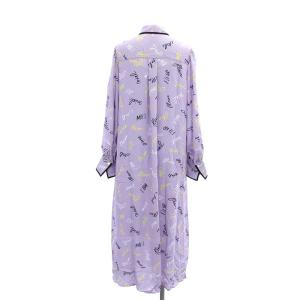 Loulou Willoughby 総柄シャツワンピース 長袖 ロング 2 M 紫 パープル /SY OS