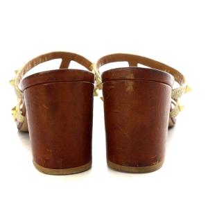 VALENTINO GARAVANI サンダル ミュール チャンキーヒール ロックスタッズ 36.5 23.5cm ベージュ /YO1