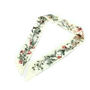 Christian Dior ミッツァ スカーフ フラワー シルク オフホワイト マルチカラー