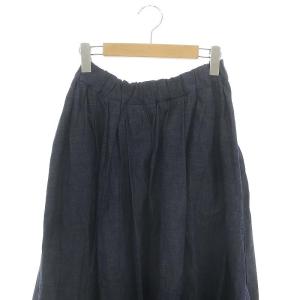HAVERSACK シャンブレーデニム タックスカート ギャザースカート ロング 1 紺 インディゴ /ES OS