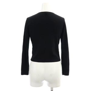 TOCCA リボン フルジップ カーディガン ニット 長袖 リブ ビーズ ショート丈 XS 黒 ブラック