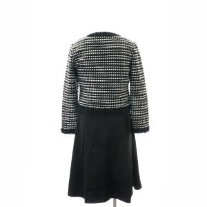 ANAYI フリンジ ニットジャケット ワンピース セット 38 36 M S 紺 ネイビー 黒 ブラック