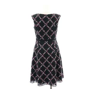 TOCCA 花刺繍 ノースリーブワンピース 膝丈 ノースリーブ 0 黒 白 ピンク