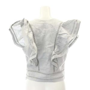 ISABEL MARANT ETOILE リネン フリルスリーブショートブラウス シャツ プルオーバー 36 S グレー /SY OS