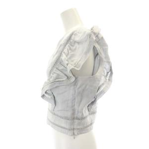 ISABEL MARANT ETOILE リネン フリルスリーブショートブラウス シャツ プルオーバー 36 S グレー /SY OS