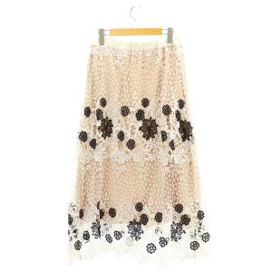 GRACE CONTINENTAL フラワーレースフレアスカート ロング イージー チュール 38 白 ホワイト