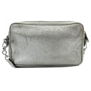 miumiu マドラス レザー ショルダーバッグ ロゴ シルバー色 RT0539 /SR OH