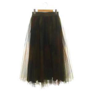 22AW UND GYPSUM ART TULLE SKIRT チュールスカート ロング マキシ フレア S カーキ