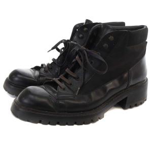 PRADA レースアップブーツ スニーカー 切替 37 24cm 黒 ブラック