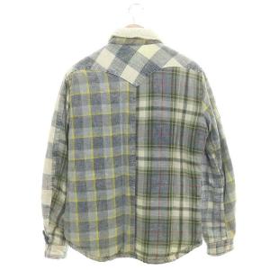 FranCisT MOR.K.S チェック ジャケット ステンカラー 裏地蛍光 4 XL 紺 ネイビー