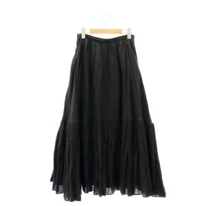MADISONBLUE HEM GATHER LINEN SKIRT XS ブラック