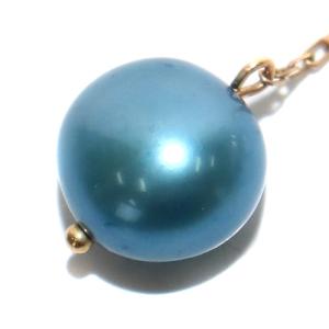 Spick&Span Lilas ピアス 両耳 ロング フック チェーン パール 真珠 10金 K10 青 ブルー ゴールド