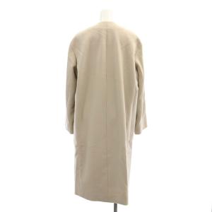 23区 21AW ウール混 ノーカラーコート ロング 36 ベージュ