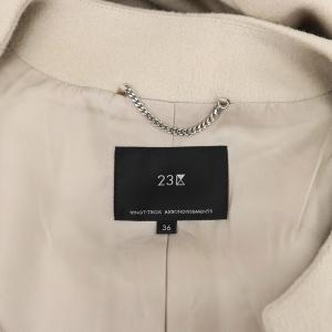 23区 21AW ウール混 ノーカラーコート ロング 36 ベージュ