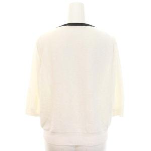 Stola. 24SS スパンコールニットカーディガン 五分袖 クルーネック F 白 ホワイト 黒 ブラック /AT