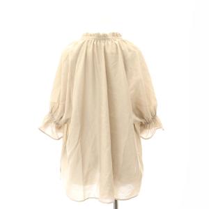 Spick&Span 23AW ハイブリットスタンドフリルブラウス 五分袖 ベージュ /HK OS