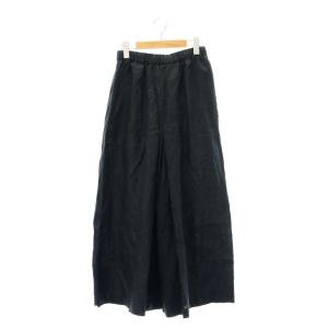 24SS リネン タックキュロット パンツ ワイド イージー 34 黒 ブラック