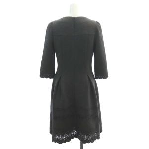 M'S GRACY レース プリーツ パフスリーブワンピース ひざ丈 七分袖 36 グレー