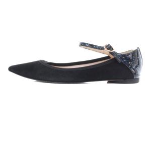 Repetto CLEMENCE スエード パテント フラットシューズ ポインテッドトゥ 37 23.3cm 黒 ブラック
