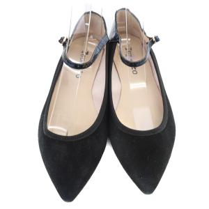 Repetto CLEMENCE スエード パテント フラットシューズ ポインテッドトゥ 37 23.3cm 黒 ブラック