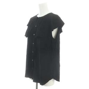JOURNAL STANDARD アルバトロスフリルブラウス 前開き ノースリーブ リネン混 黒 ブラック