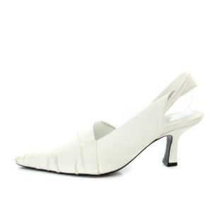 KHAITE WATER ツイストデザインスリングバックパンプス スクエアトゥ 37.5 24.5cm 白 ホワイト