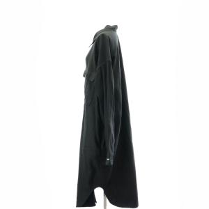 AMERICANA スリットロングシャツ カジュアル 長袖 ロゴ 黒 ブラック